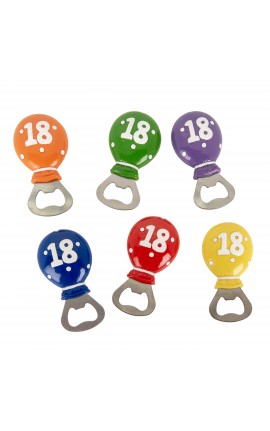 Bomboniera 18° Compleanno Apribottiglie Magnete Palloncino 18° Compleanno 6 Colori Assortiti
