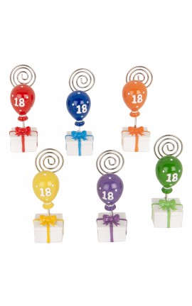 Bomboniera 18° Compleanno Memoclip Segnaposto Palloncino 18° Compleanno 6 Colori Assortiti