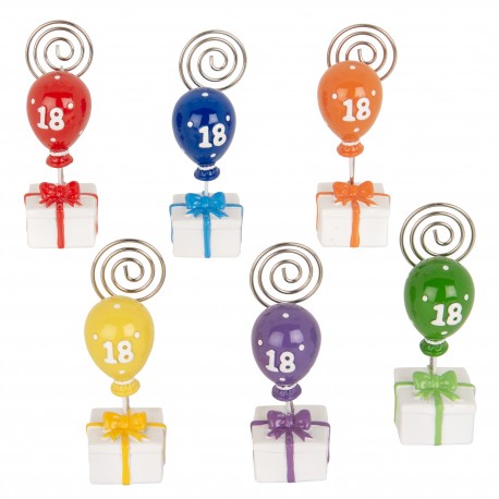Bomboniera 18° Compleanno Memoclip Segnaposto Palloncino 18° Compleanno 6 Colori Assortiti