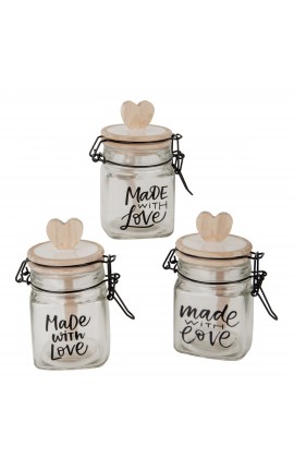 Bomboniera Matrimonio Compleanno Barattolo Vetro Ermetico 3 Assortiti h.12,5 Cm