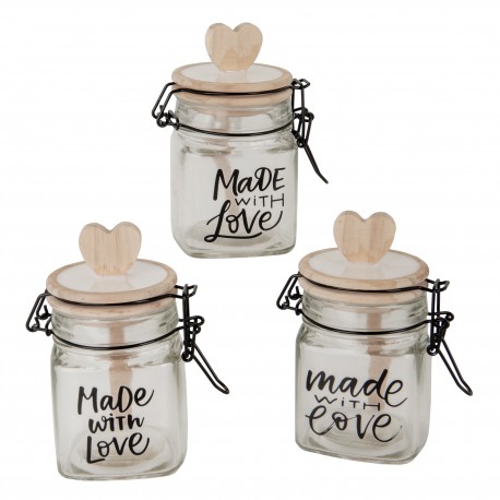 Bomboniera Matrimonio Compleanno Barattolo Vetro Ermetico 3 Assortiti h.12,5 Cm