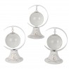 Bomboniera Matrimonio Compleanno Comunione Mappamondo Bianco Con Quadrifoglio Led 3 Assortiti h.12 Cm
