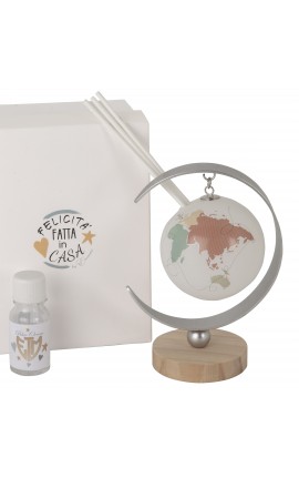 Bomboniera Matrimonio Compleanno Comunione Profumatore Diffusore Mappamondo Globo Mondo Con Box