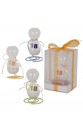 Bomboniera 18° Compleanno Clessidra Con Supporto 3 Colori Assortiti Con Scatola Trasparente