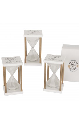 Bomboniera Matrimonio Comunione Clessidra Bianca 3 Assortiti Epoca Con Box