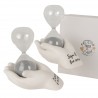Bomboniera Matrimonio Comunione Clessidra Argento Su mano 2 Assortiti h.12 Cm Con Box