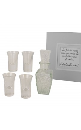 Bomboniera Matrimonio Set 5 Pezzi Bottiglia e 4 Bicchierini da Liquore Con Box