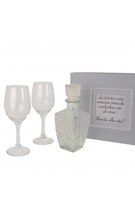 Bomboniera Matrimonio Set 3 Pezzi Bottiglia e 2 pezzi Calici Calice Liquore  Con Box
