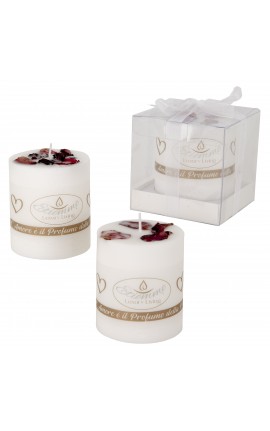 Bomboniera Matrimonio Candela Profumata 3 Assortiti h.9 Cm Con Scatola Trasparente