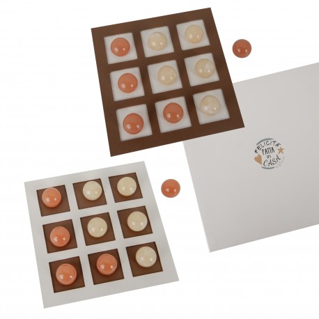 Bomboniera Matrimonio Gioco Tris Acrilico e ecopelle 2 Assortiti  Con Box