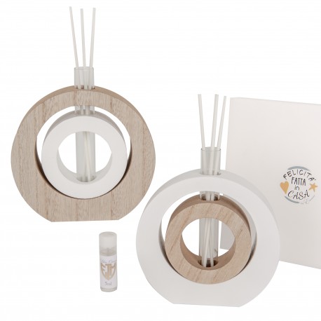 Bomboniera Matrimonio Comunione Profumatore Diffusore Tondo Giro 2 Assortiti h.15 Cm Con Box