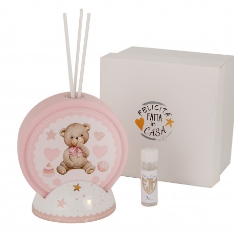 Bomboniera Battesimo Compleanno Profumatore Diffusore Orsetto Rosa Baby Con Box