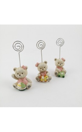 Orsacchiotti Baby con Clip in Resina Rosa 3 Ass.
