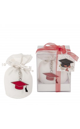 Bomboniera Laurea Sacchetto con Portachiavi Tocco con Box