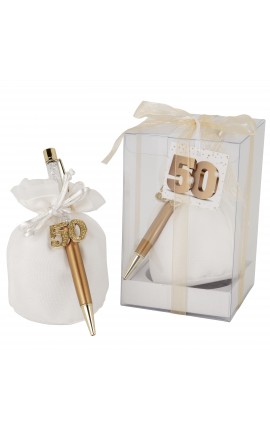Bomboniera Matrimonio Anniversario Sacchetto con Penna 50° anniversario con Box