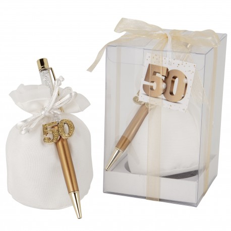 Bomboniera Matrimonio Anniversario Sacchetto con Penna 50° anniversario con Box