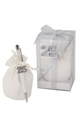 Bomboniera Matrimonio Anniversario Sacchetto con Penna 25° anniversario con Box