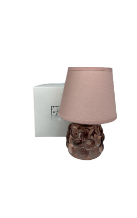 Bomboniera Matrimonio Battesimo Nascita Lampada in Vetro Rosa Con Paralume Con Box