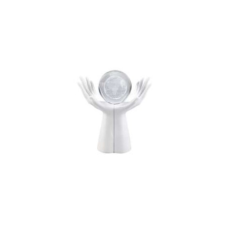 Bomboniera Matrimonio Battesimo Comunione Mondo Fra le Mani Mappamondo Bianco h.18 Cm