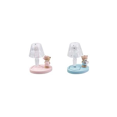 Bomboniera Battesimo Compleanno Lampada Led Con Orsetto Bimbo Celeste