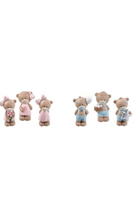 Bomboniera Battesimo Compleanno Orsetto Bimba Rosa h.7 Cm 3 Assortiti