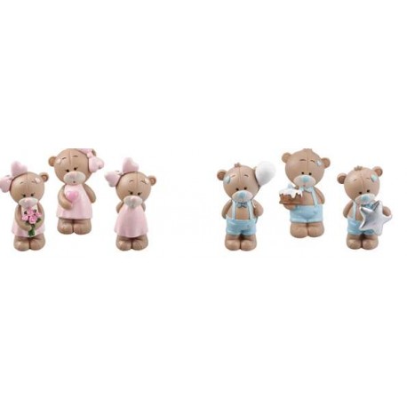 Bomboniera Battesimo Compleanno Orsetto Bimba Rosa h.7 Cm 3 Assortiti