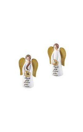 Bomboniera Battesimo Comunione Angelo Angioletto Ali Oro Bimbo h.8 cm