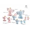 Bomboniera Battesimo Nascita Elefantino Seduto Celeste Con Corona Oro h.5,8 Cm