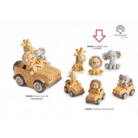 Bomboniera Battesimo Nascita Magnete Animaletti della Giungla Resina 3 Assortiti