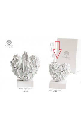 Bomboniera Matrimonio Profumatore Diffusore Cuore Bianco Con Fiori Con Box