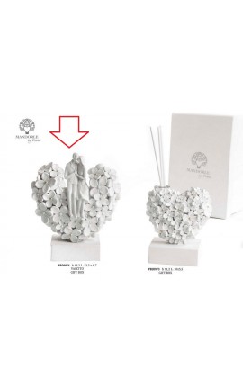 Bomboniera Matrimonio Vasetto Cuore Bianco Coppia Sposi e Fiori Con Box