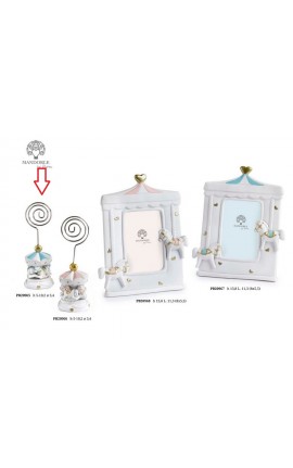 Bomboniera Battesimo Nascita Memoclip Segnaposto Giostrina Cavallucci Celeste
