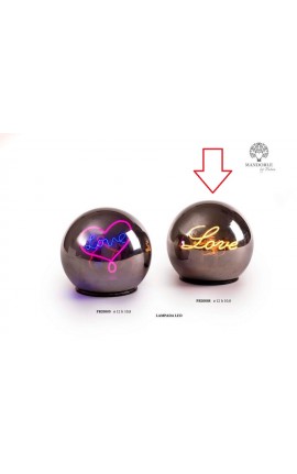 Bomboniera Matrimonio Sfera Lampada Led Vetro Argentato Love