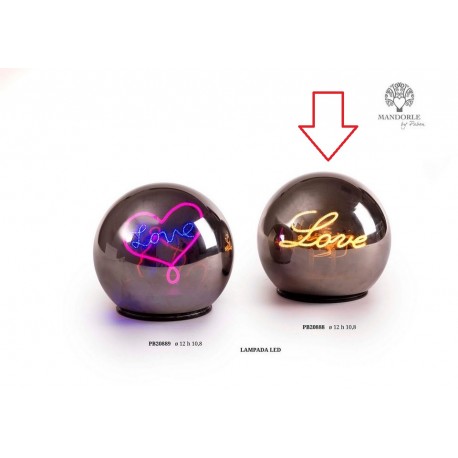 Bomboniera Matrimonio Sfera Lampada Led Vetro Argentato Love