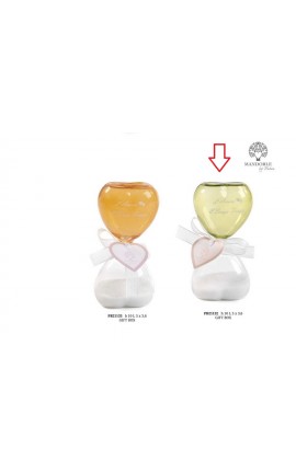 Bomboniera Matrimonio Clessidra Forma Cuore Verde Con Fiocco Con Box