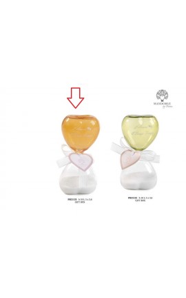 Bomboniera Matrimonio Clessidra Forma Cuore Ambra Con Fiocco Con Box