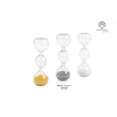 Bomboniera Matrimonio Clessidra 3 Bolle 3 Colori Assortiti Con Box