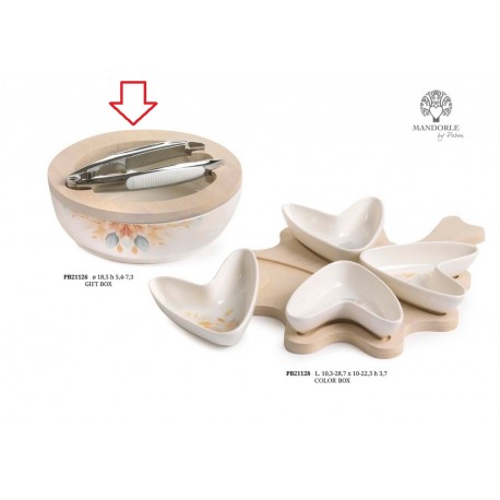 Bomboniera Matrimonio Set Ciotola e Schiaccianoci Porcellana Con Box