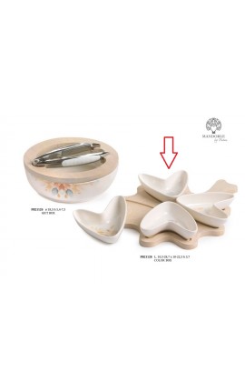 Bomboniera Matrimonio Set Antipastiera 4 Ciotole Porcellana e Legno Con Box