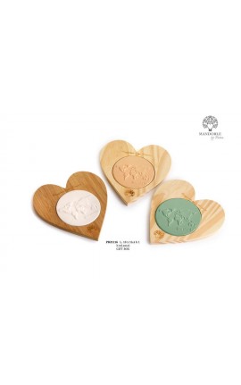 Bomboniera Matrimonio Sottopentola Cuore  Con Mappamondo Porcellana e Legno 3 Assortiti Con Box
