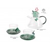 Bomboniera Matrimonio Set Teiera Infusiera Vetro Con Farfalla Verde Con Box