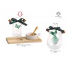 Bomboniera Matrimonio Set Olio e Aceto Sale Vetro Porcellana Legno Con Farfalla Verde Con Box