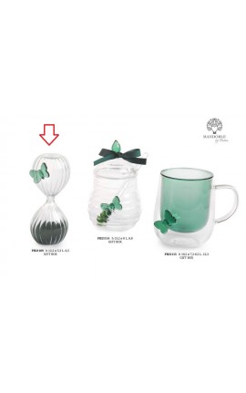 Bomboniera Matrimonio Clessidra Verde Con Farfalla Verde Con Box