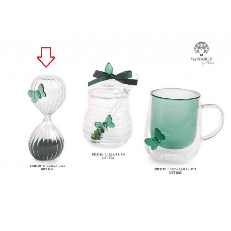 Bomboniera Matrimonio Clessidra Verde Con Farfalla Verde Con Box
