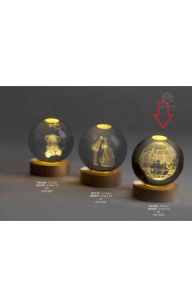 Bomboniera Matrimonio Mappamondo Globo Su Base Led h.9,8 Cm Con Box