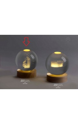 Bomboniera Battesimo Globo Su Base Led Con Natività h.9,8 Cm Con Box