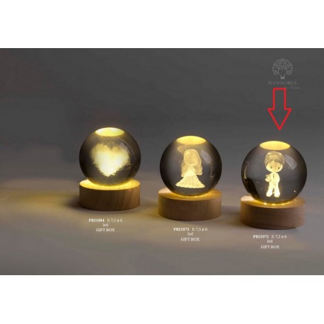 Bomboniera Comunione Globo Su Base Led Con Comunando Con Box