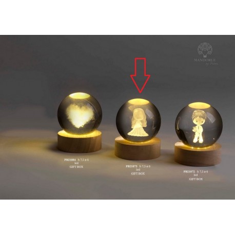 Bomboniera Comunione Globo Su Base Led Con Comunanda Con Box