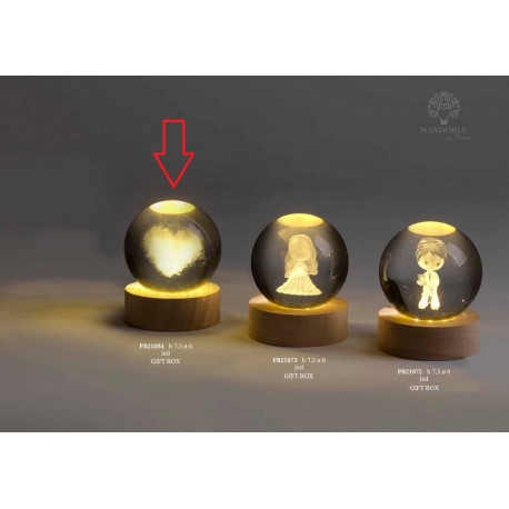 Bomboniera Matrimonio Globo Su Base Led Con Cuore Con Box