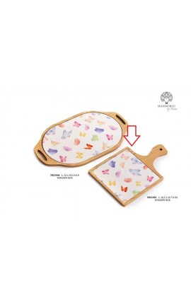 Bomboniera Matrimonio Sottopentola Legno e Porcellana Con Farfalle